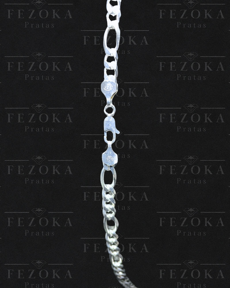 Corrente Prata 925 Nacional - 6mm - Elo 3x1 Grumet - Fecho Italiano