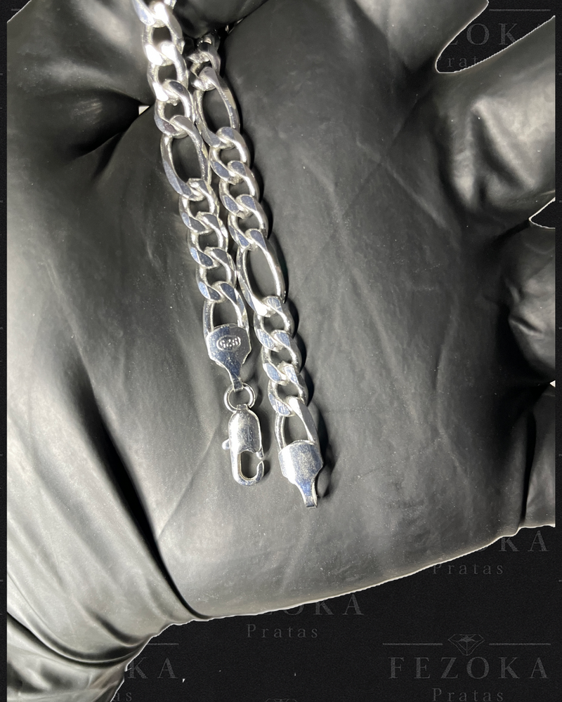 Pulseira Prata 925 Nacional - 6mm - Elo 3x1 Grumet - Fecho Italiano