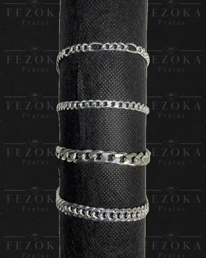 Pulseira Prata 925 Nacional - 6mm - Elo 3x1 Grumet - Fecho Italiano
