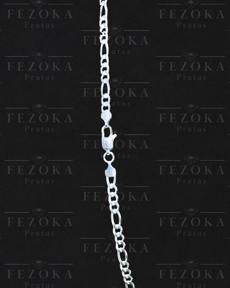 Corrente Prata 925 Nacional - 4mm- Elo 3x1 Grumet - Fecho Italiano