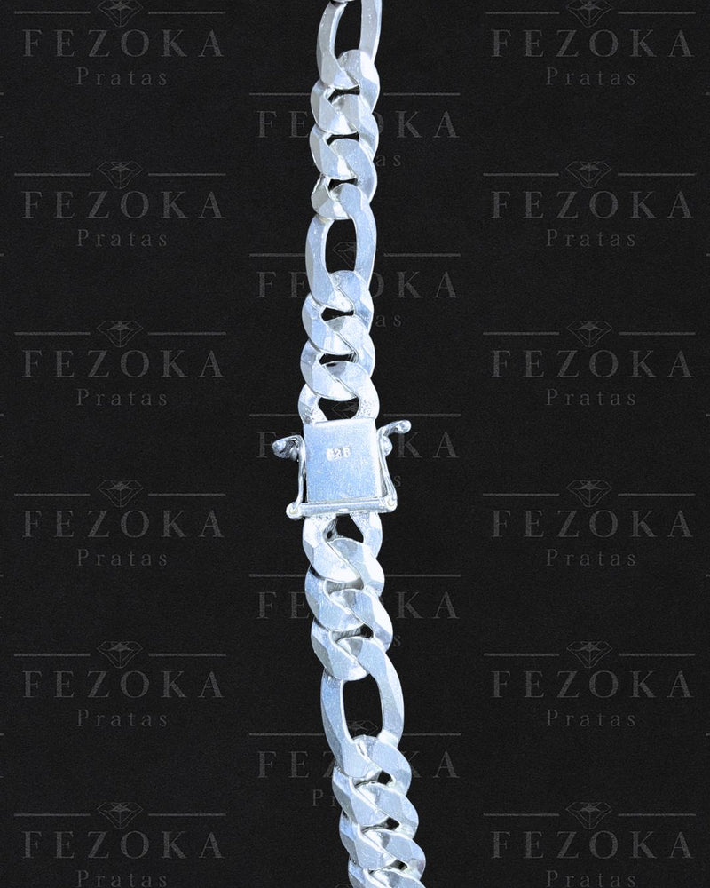 Corrente Prata 925 Nacional - 10mm - 3x1 Italiana - Fecho Gaveta Antifurto