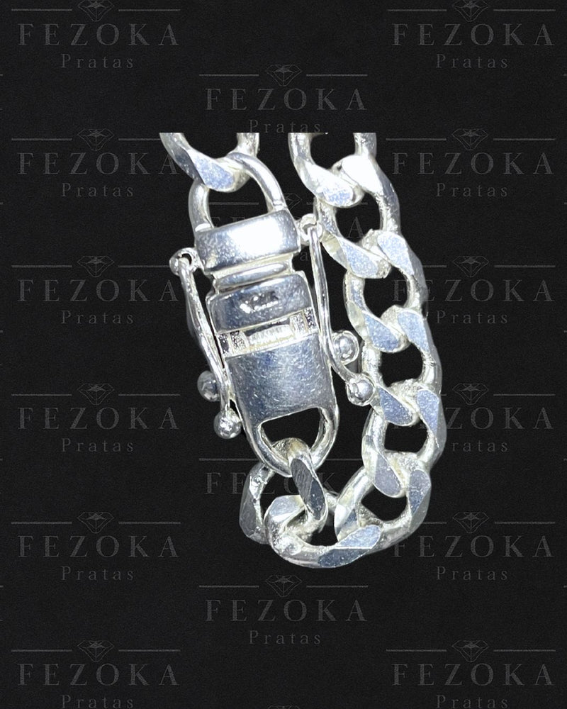 Pulseira Prata 925 Nacional - 7mm - Elo 1x1 Grumet - Fecho