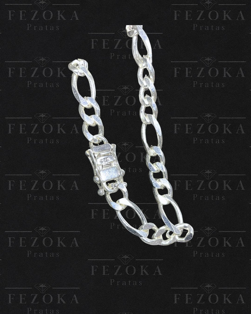 Pulseira Prata 925 Nacional - 7mm - 3x1 Grumet - Fecho Gaveta Antifurto