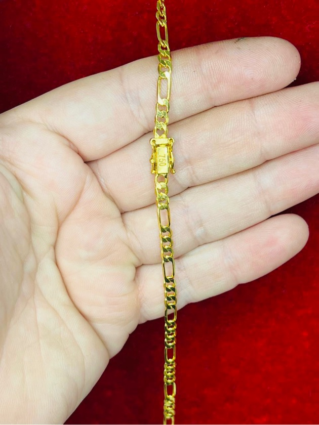 Corrente Banhada a ouro - 4mm - Elo 3x1 Grumet - Fecho