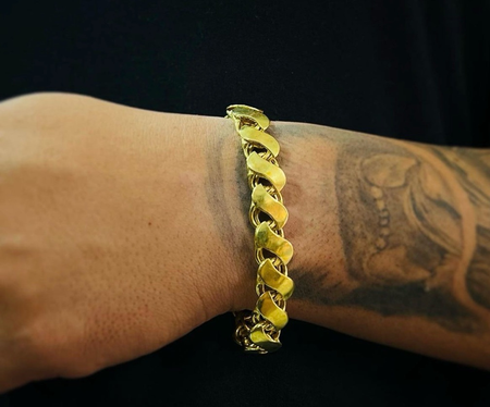 Pulseira Moeda antiga - 12mm - Elo Friso S - Fecho Gaveta Antifurto