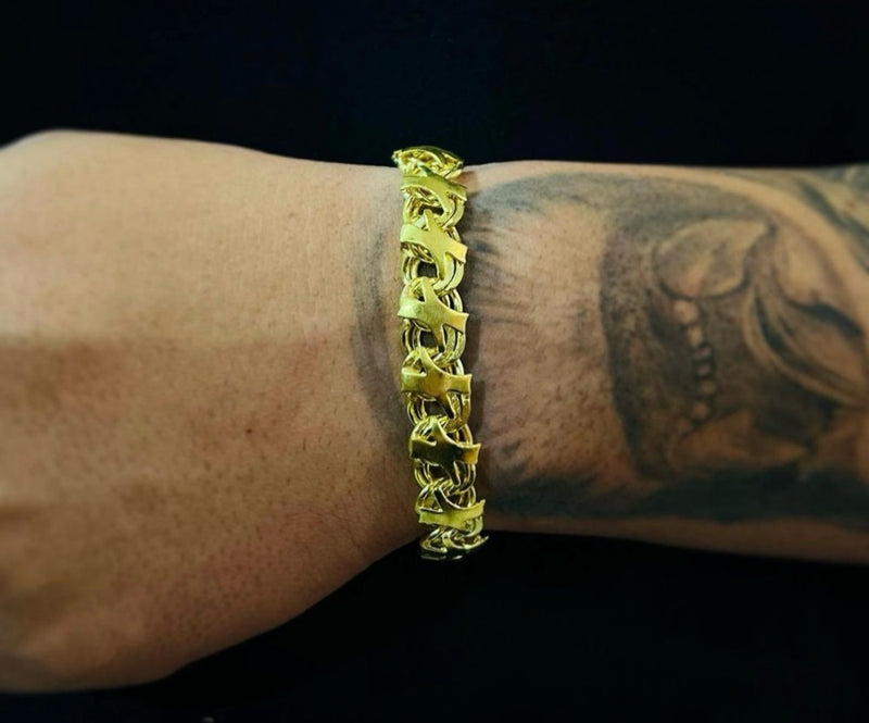 Pulseira Moeda antiga - 12mm - Elo Friso X - Fecho Gaveta Antifurto