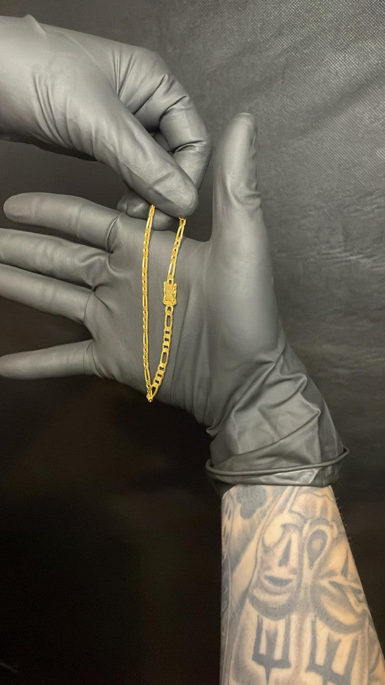 Pulseira Banhada a ouro - 5mm - Elo 3x1 Grumet - Fecho Canhão Antifurto