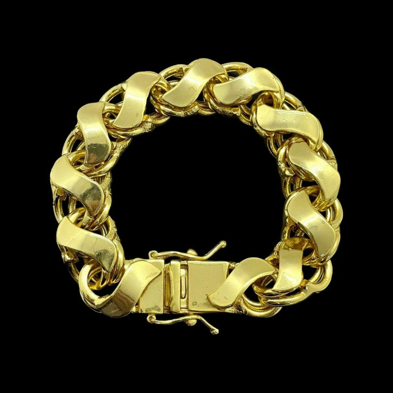 Pulseira Moeda antiga - 16mm- Elo  Friso S - Fecho Gaveta Antifurto