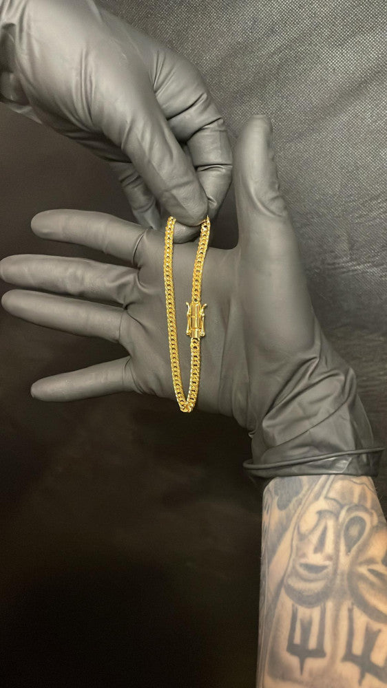 Pulseira Banhada a ouro - 5mm - Elo duplo - Fecho Canhão Antifurto
