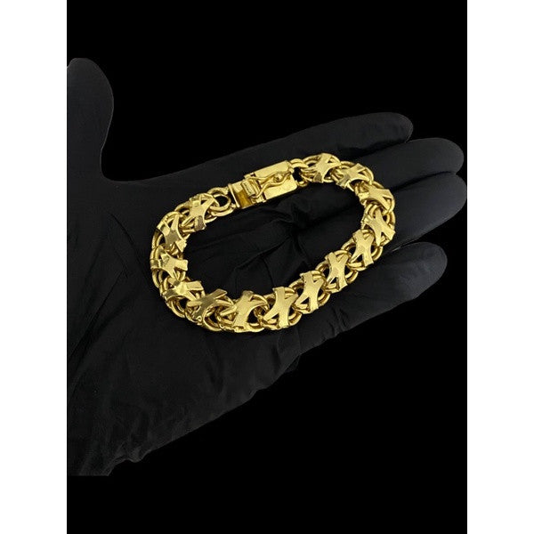Pulseira Moeda antiga - 12mm - Elo Friso X - Fecho Gaveta Antifurto