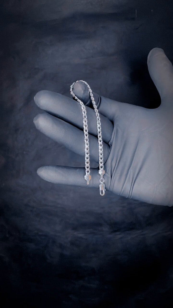 Pulseira Prata 925 Nacional - 4mm - Elo 1x1 Grumet - Fecho Italiano